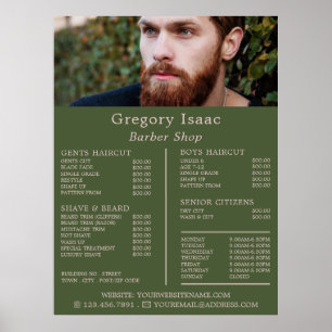 Affiche Modèle de barbe rousse, Liste de prix des barbiers