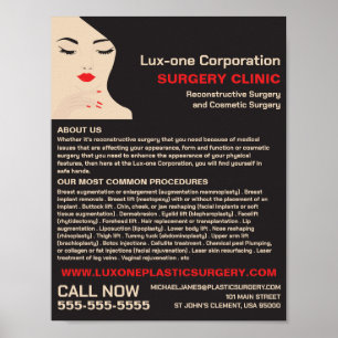 Affiche Modèle de beauté, Chirurgien plastique, Chirurgie 