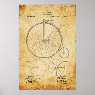 Affiche Modèle de bicyclette de quart de penny de penny