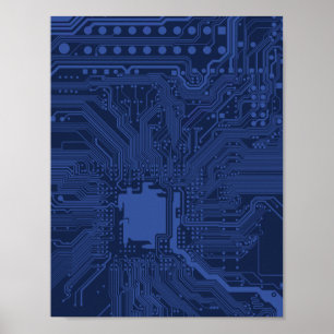 Affiche Modèle de carte mère Blue Geek