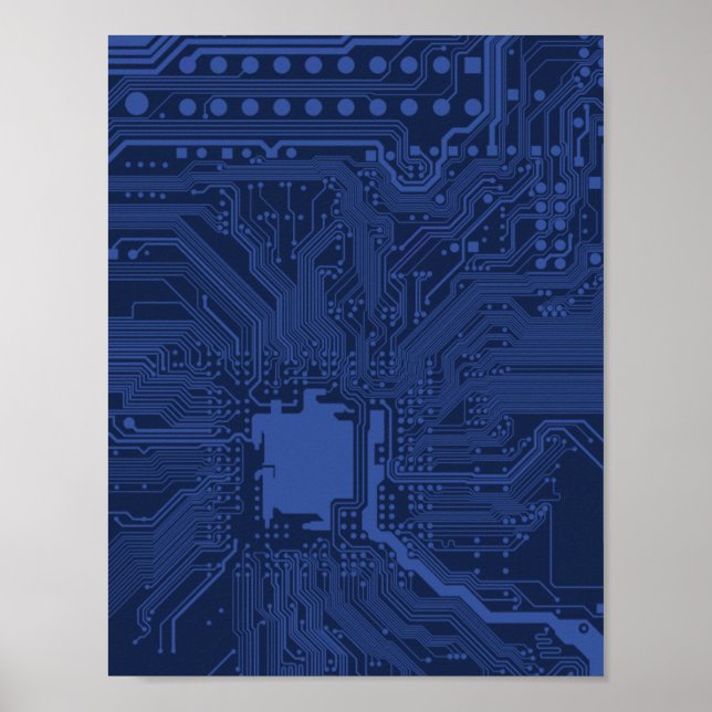 Affiche Modèle de carte mère Blue Geek (Devant)