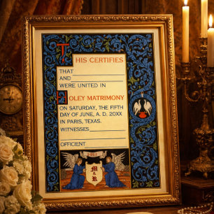 Affiche Modèle de certificat de mariage vintage