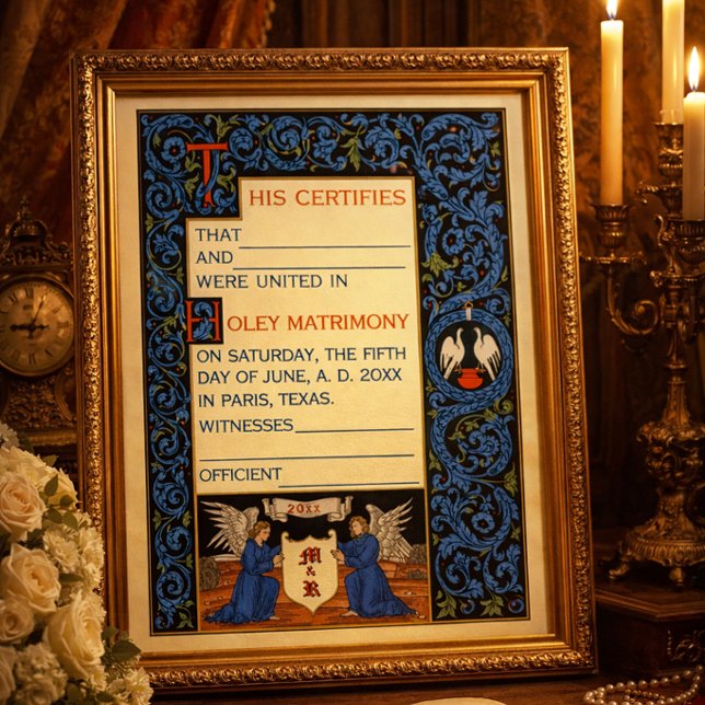 Affiche Modèle de certificat de mariage vintage (Créateur téléchargé)