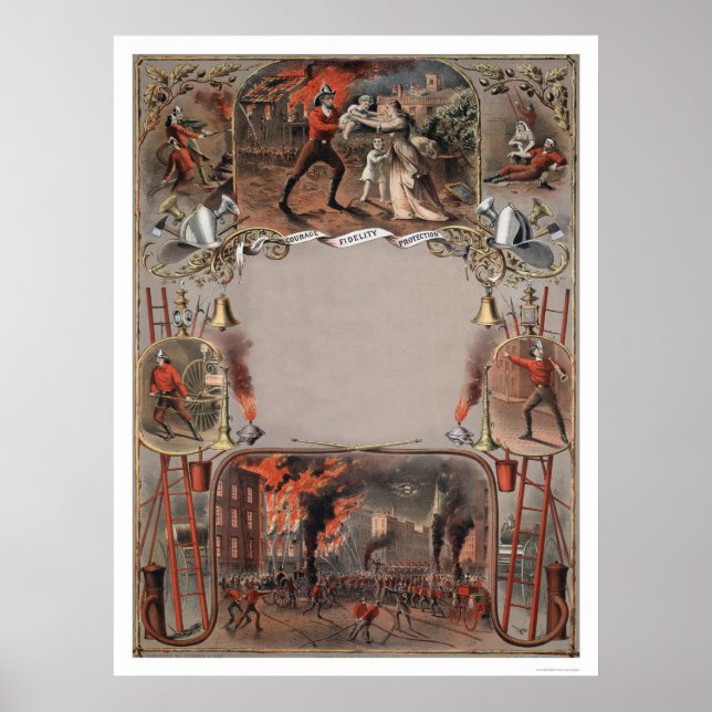 Affiche Modèle de certificat du service d'incendie (Devant)