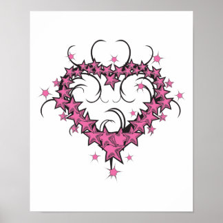 Affiche modèle de coeur étoiles tatouage