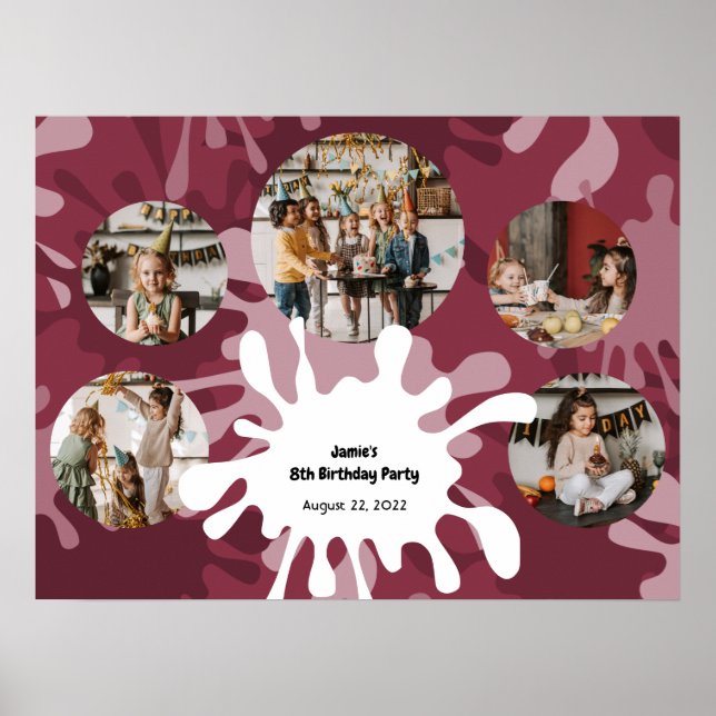 Affiche Modèle de collage de 5 photos d'anniversaire d'art (Devant)