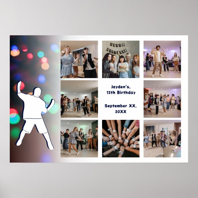 Affiche Modèle de collage photo pour fête de 12 ans (Devant)