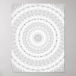 Affiche Modèle de coloriage de bagues à cœur en couches