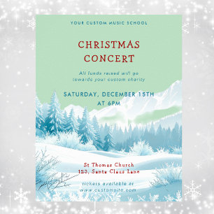 Affiche Modèle de concert de musique de Noël d'hiver à l'é