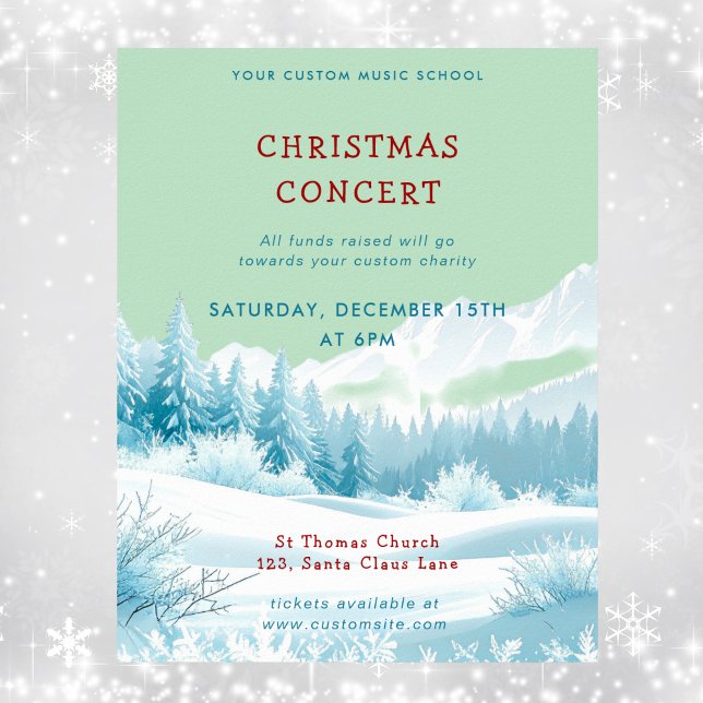 Affiche Modèle de concert de musique de Noël d'hiver à l'é (Créateur téléchargé)