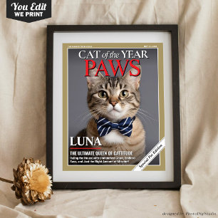Affiche Modèle de couverture de magazine pour chat personn