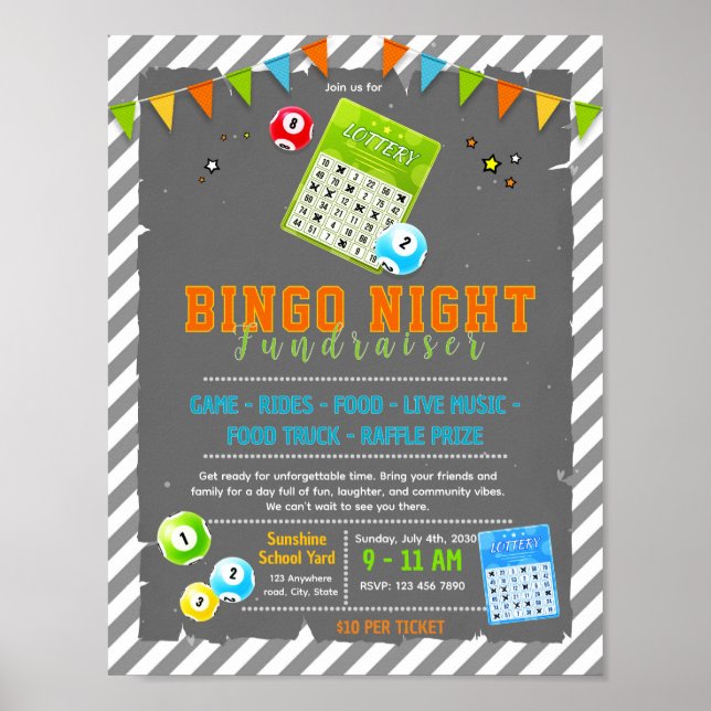 Affiche Modèle de flyer de bingo modifiable pour collecte  (Devant)