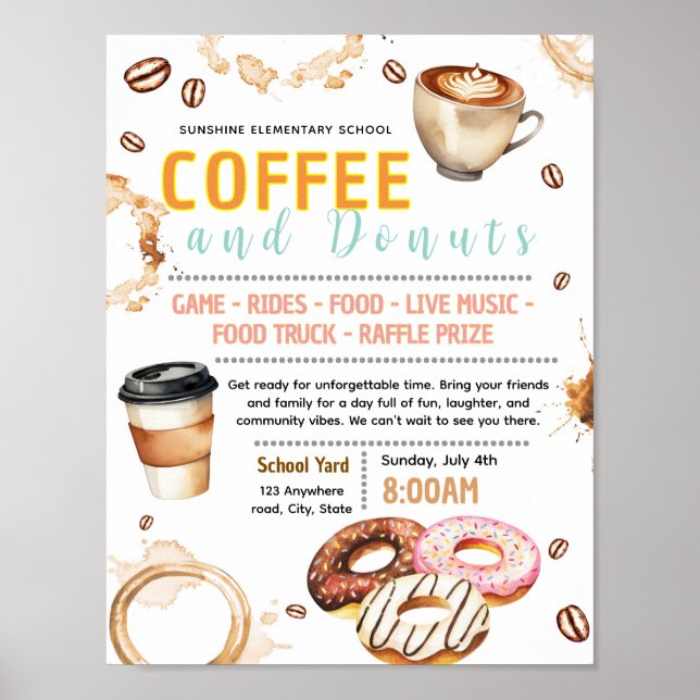 Affiche Modèle de flyer de collecte de fonds avec beignets (Devant)