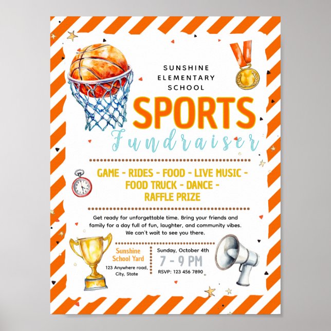 Affiche Modèle de flyer de collecte de fonds de basket-bal (Devant)