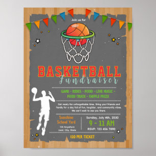 Affiche Modèle de flyer de collecte de fonds de basket-bal