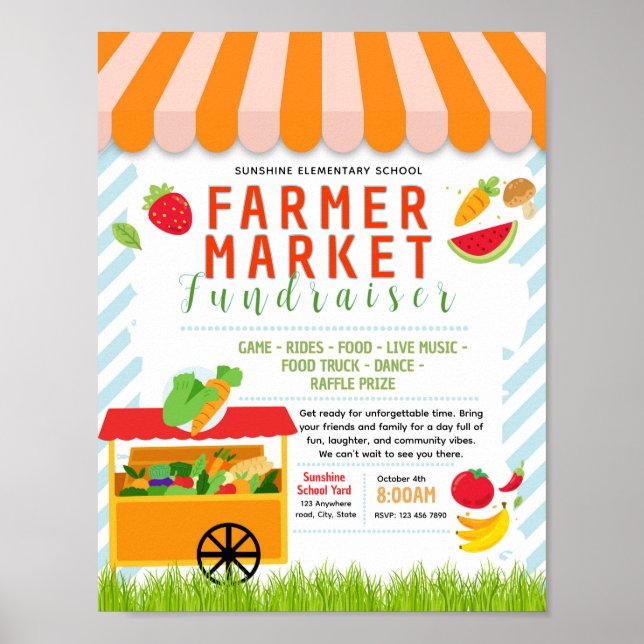 Affiche Modèle de flyer de collecte de fonds de marché fer (Devant)