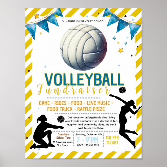Affiche Modèle de flyer de collecte de fonds de volley-bal (Devant)