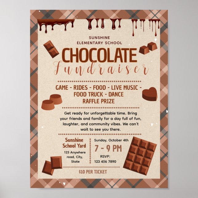 Affiche Modèle de flyer de collecte de fonds en chocolat m (Devant)