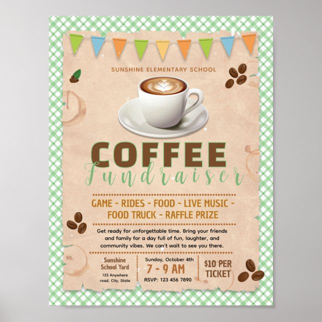 Affiche Modèle de flyer de collecte de fonds pour café mod (Devant)