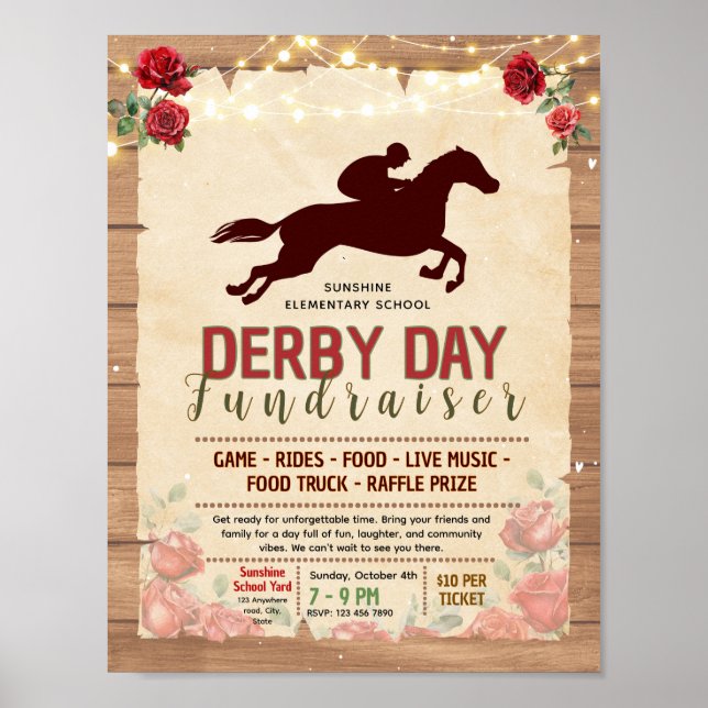 Affiche Modèle de flyer de collecte de fonds pour derby mo (Devant)