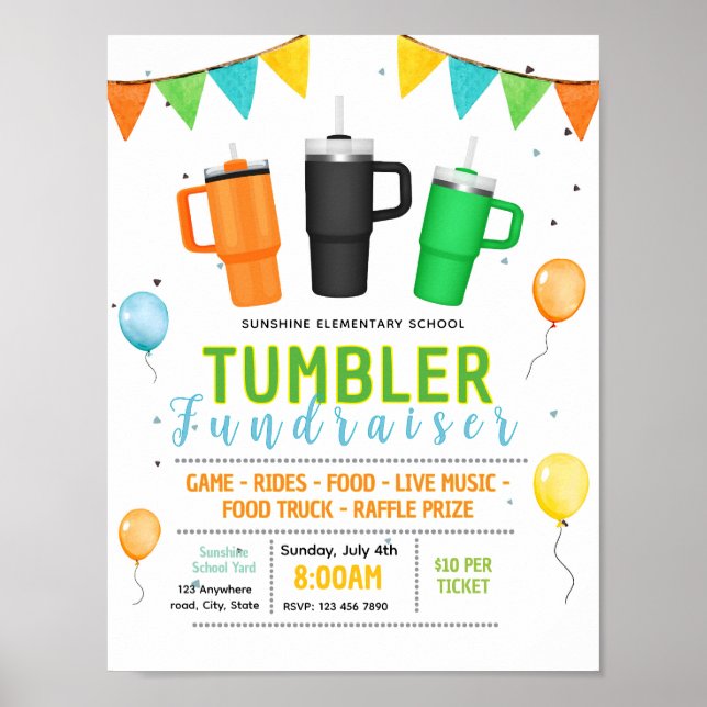 Affiche Modèle de flyer de collecte de fonds pour gobelet  (Devant)
