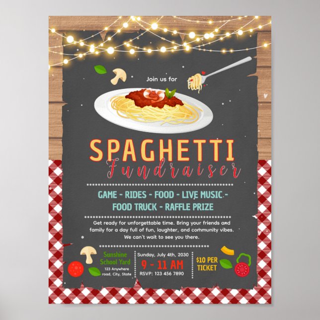 Affiche Modèle de flyer de collecte de fonds pour spaghett (Devant)