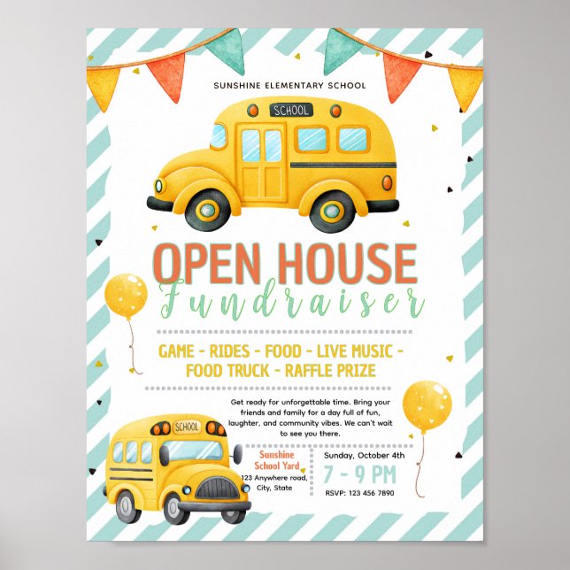 Affiche Modèle de flyer de collecte de fonds pour un bus s (Devant)