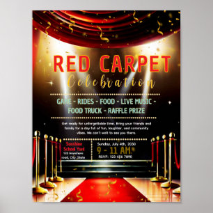 Affiche Modèle de flyer de collecte de fonds sur tapis rou
