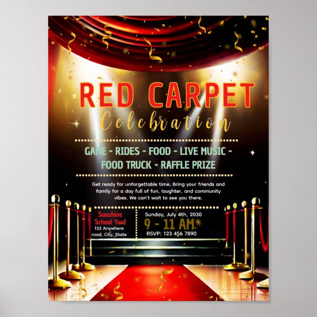Affiche Modèle de flyer de collecte de fonds sur tapis rou (Devant)
