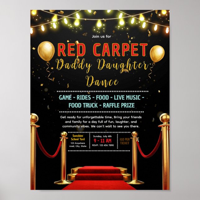 Affiche Modèle de flyer de collecte de fonds sur tapis rou (Devant)