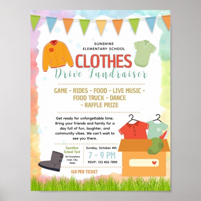 Affiche Modèle de flyer de collecte de vêtements à modifie (Devant)