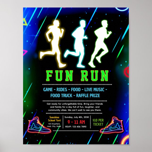 Affiche Modèle de flyer de financement de course amusante  (Devant)