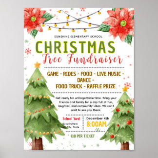 Affiche Modèle de flyer de financement de sapin de Noël mo