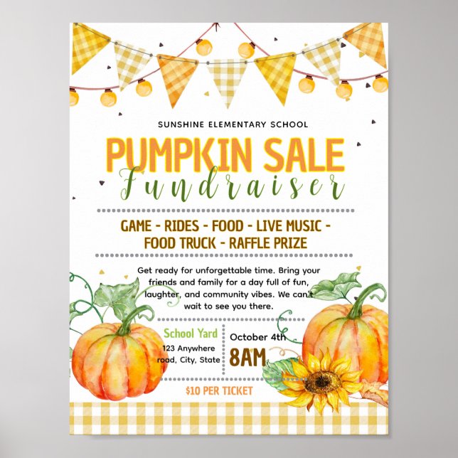 Affiche Modèle de flyer de vente de citrouilles pour colle (Devant)
