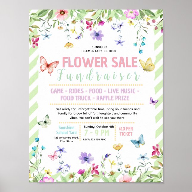 Affiche Modèle de flyer de vente de fleurs editable pour c (Devant)