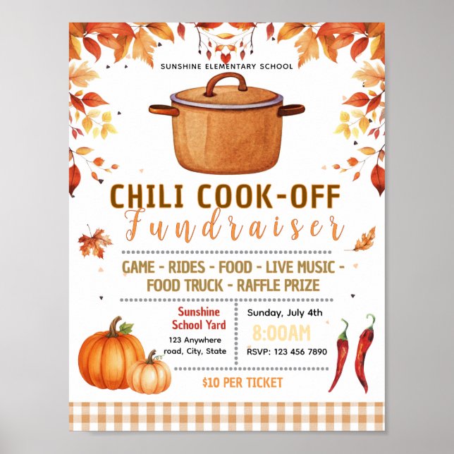Affiche Modèle de flyer modifiable de concours de chili en (Devant)