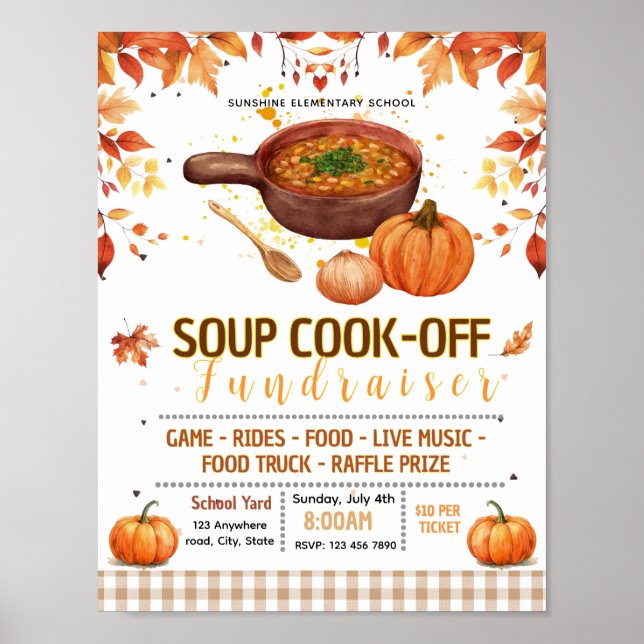 Affiche Modèle de flyer modifiable de concours de soupe d' (Devant)