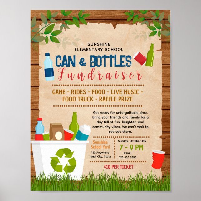 Affiche Modèle de flyer modifiable pour collecte de fonds  (Devant)