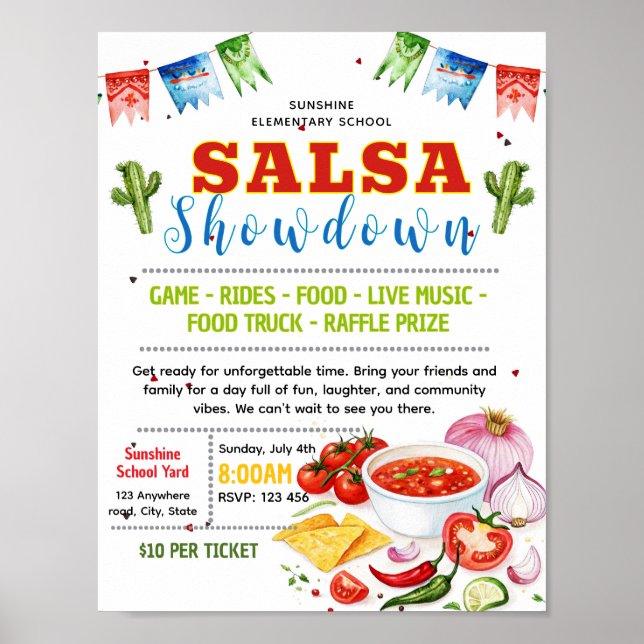 Affiche Modèle de flyer modifiable pour concours de salsa (Devant)
