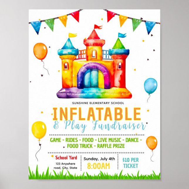 Affiche Modèle de flyer modifiable pour maison gonflable s (Devant)