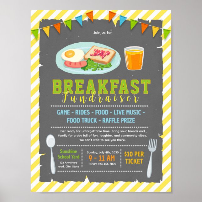 Affiche Modèle de flyer modifiable pour un petit-déjeuner  (Devant)