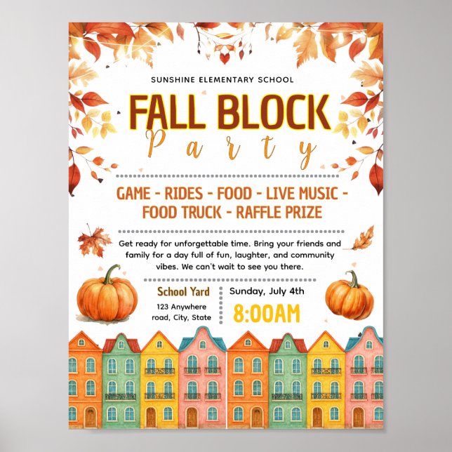 Affiche Modèle de flyer modifiable pour une fête de quarti (Devant)