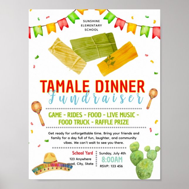 Affiche Modèle de flyer modifiable pour une soirée tamale  (Devant)