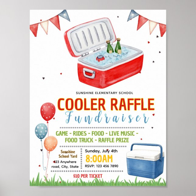 Affiche Modèle de flyer modifiable pour une tombola de gla (Devant)