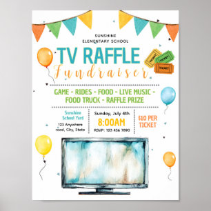 Affiche Modèle de flyer modifiable pour une tombola TV de