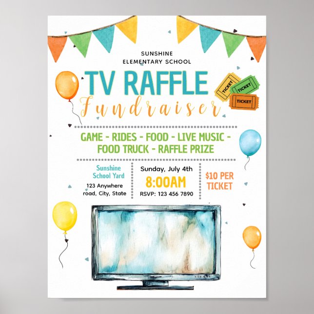 Affiche Modèle de flyer modifiable pour une tombola TV de  (Devant)