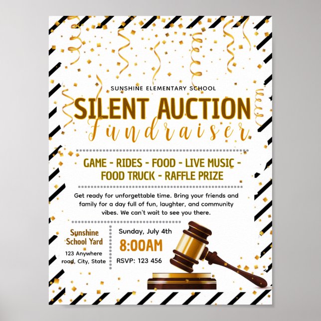 Affiche Modèle de flyer modifiable pour une vente aux ench (Devant)