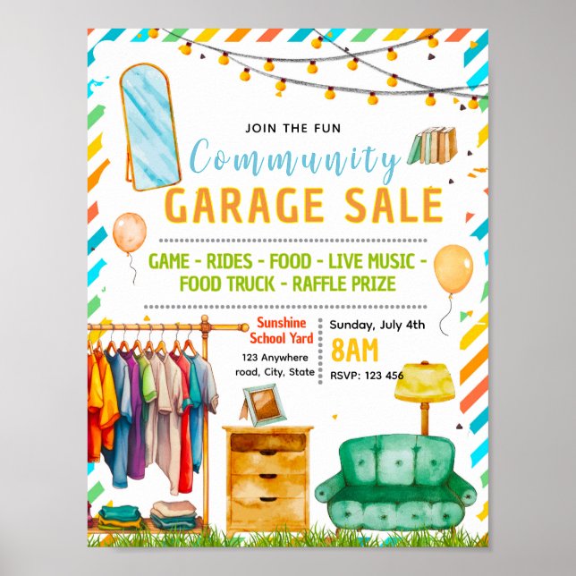 Affiche Modèle de flyer modifiable pour une vente de garag (Devant)