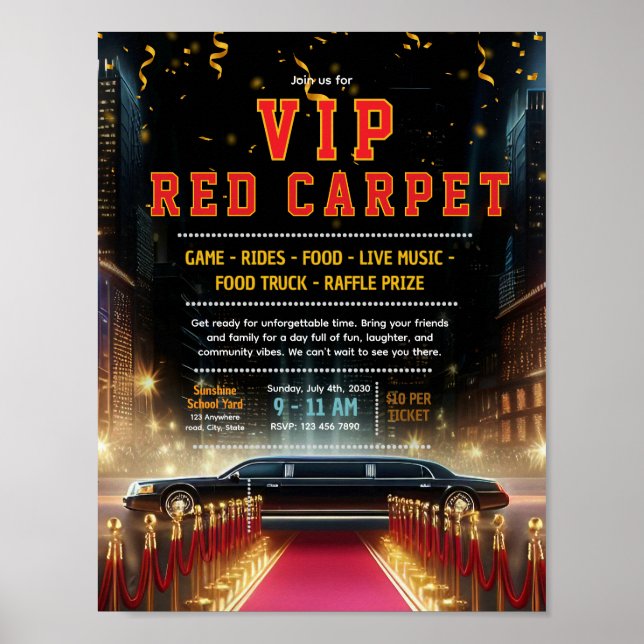 Affiche Modèle de flyer tapis rouge limousine modifiable (Devant)
