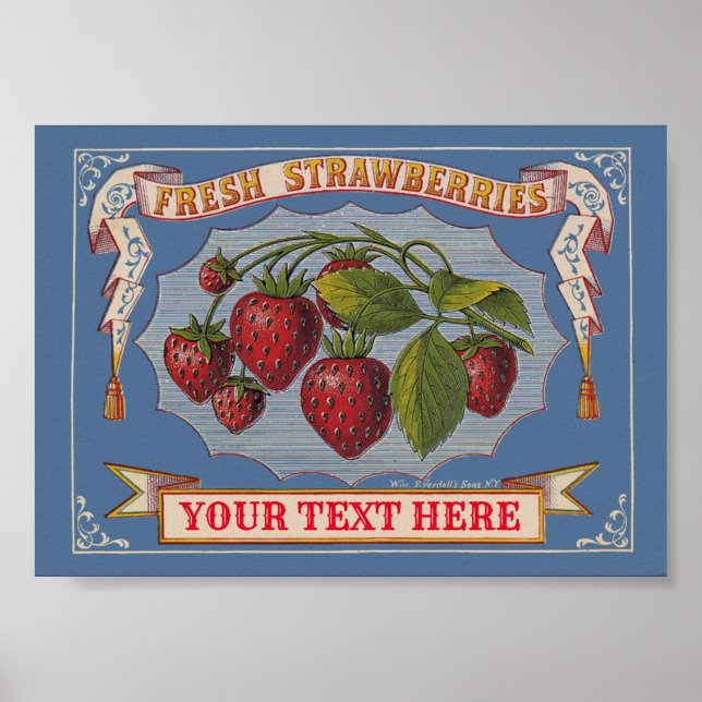 Affiche Modèle de fraises fraîches de l'époque victorienne (Devant)